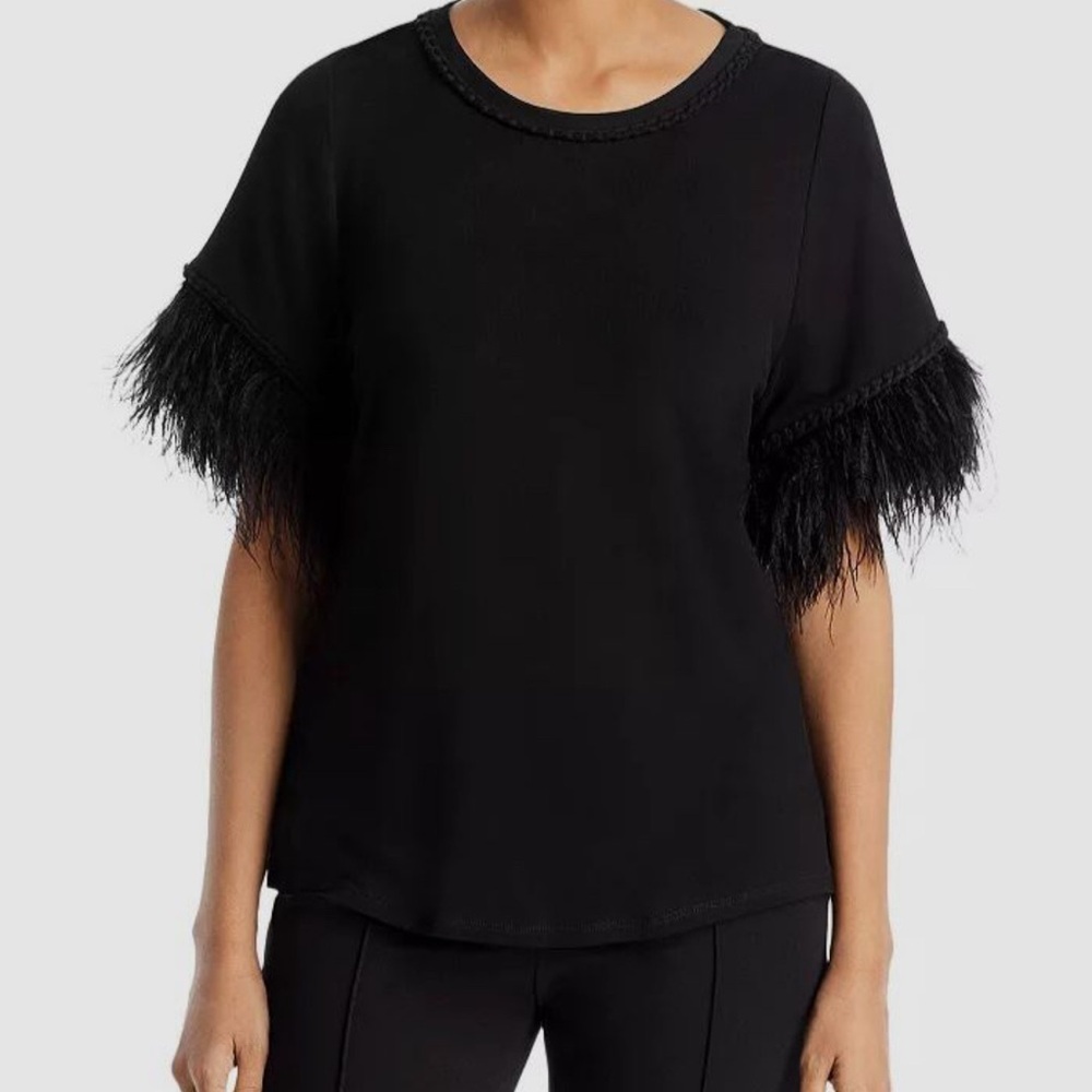 Kobi Halperin Black Feather Sleeve Top